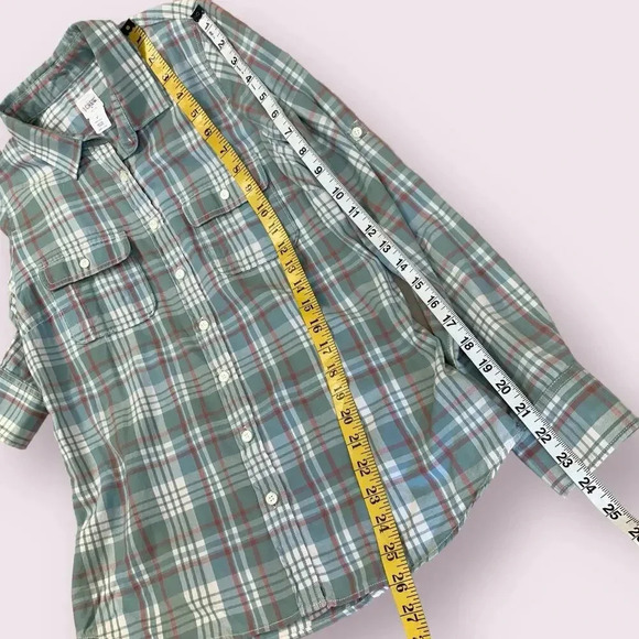 J. Crew Perfect Shirt Western Plaid Button Up Long Sleeves Size S Green Cotton - Picture 14 of 15